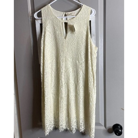 NWT Altar’d State Size M Cream Lace Dress Sleeveless Short Shift Fully Lined - Picture 1 of 10